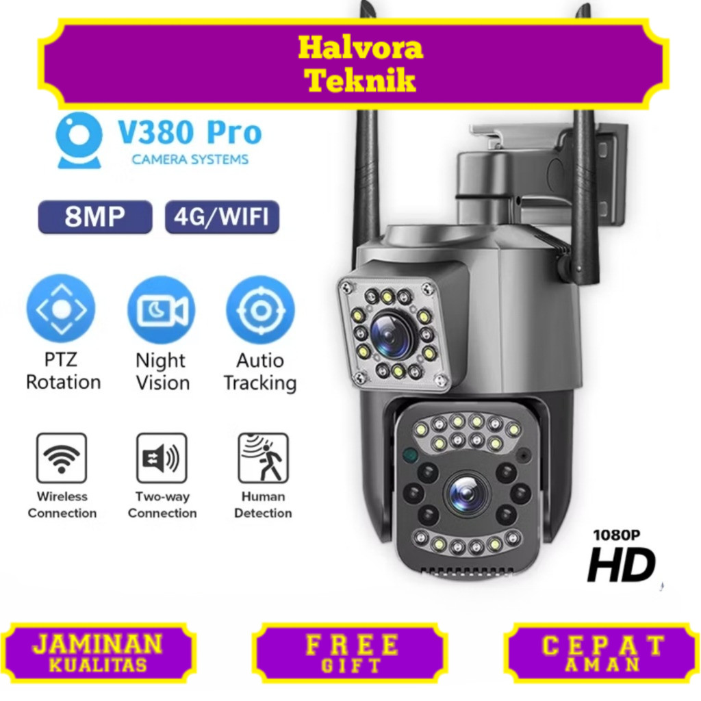 CCTV V380 Pro IP camera Kamera CCTV Wifi Indoor V380 Pro IP 360° Wide 1080P HD