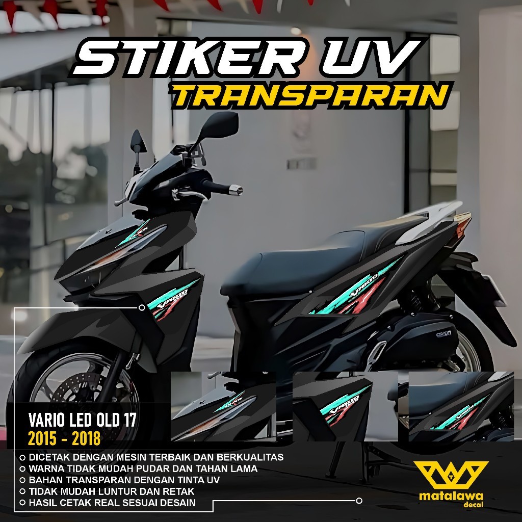 COD STRIPING TRANSPARAN VARIO LED OLD 125 150 STICKER  LIS UV TAHUN 2015 2017 CLICK GARNIS STIKER 17