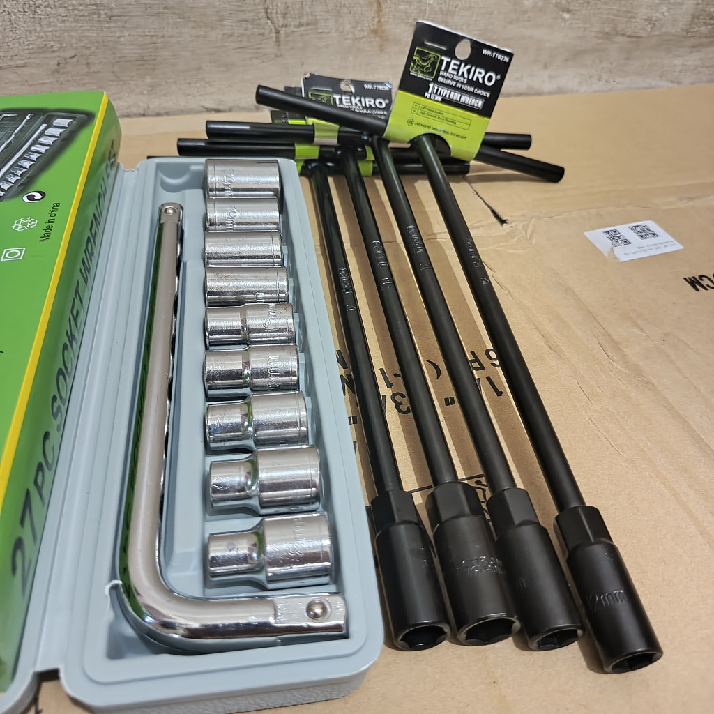 TEKIRO Kunci T 4pcs 8-10-12-14mm + Kunci Shock Sok Set 10pcs 8-24mm KTP / Lengkap Murah ORIGINAL