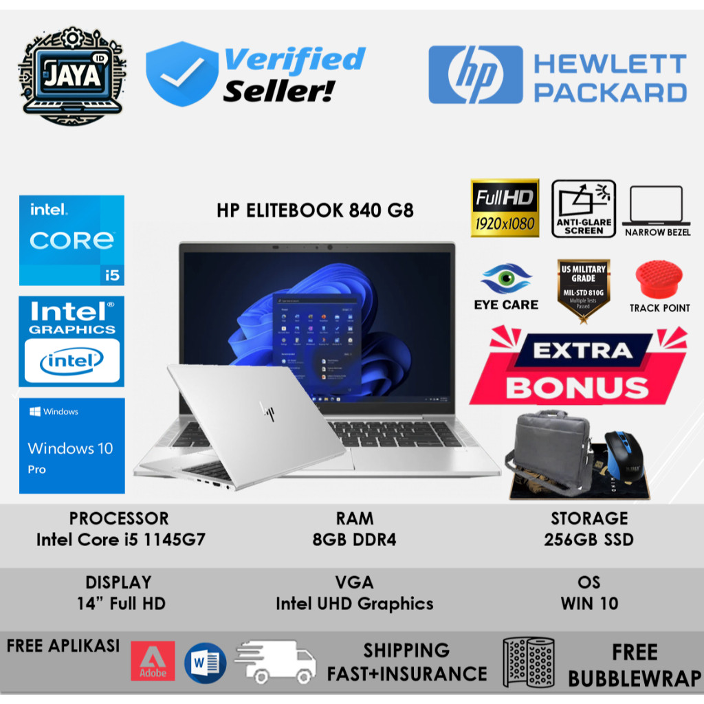 Laptop HP Elitbook 840 G8 Intel Core I5 1145G7 8GB 256GB 14 Full HD Touch Screen Windows 10 Pro