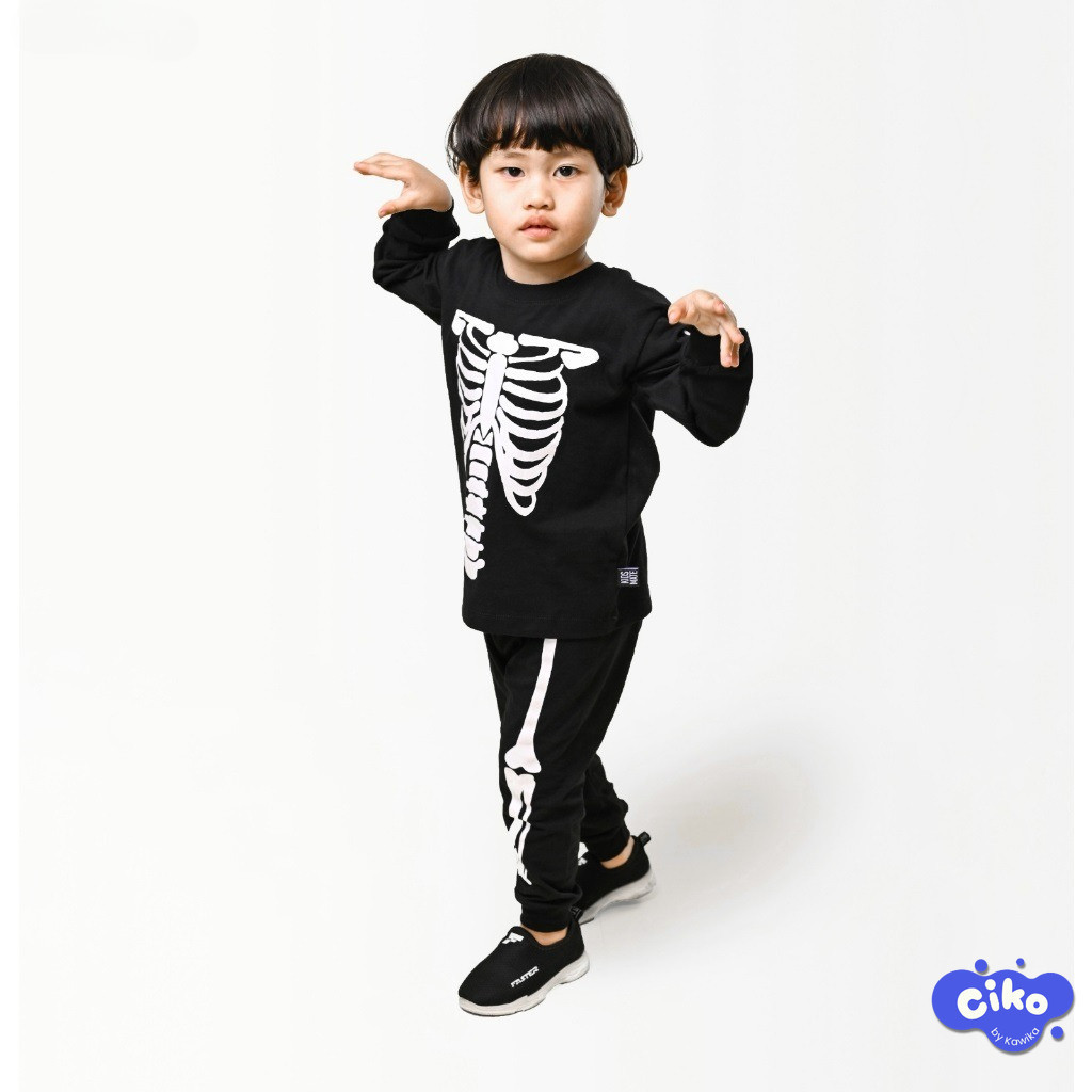 Kostum Halloween Costume Anak Sweater Setelan Hoodie Tengkorak Halloween Usia 2-10 Tahun