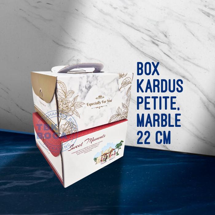Box Kardus ( Petite, Marble / 22 cm ) Kotak Kue Cake Bolu Chiffon Nicole Flute