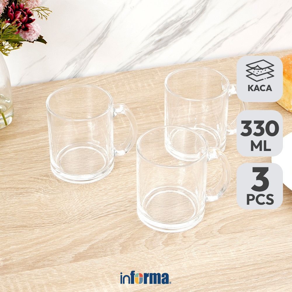 Informa Appetite Garon Gelas Kaca 350 ml Set 4 Pcs Transparan Cup Bening Wadah Air Minum Tempat Minu