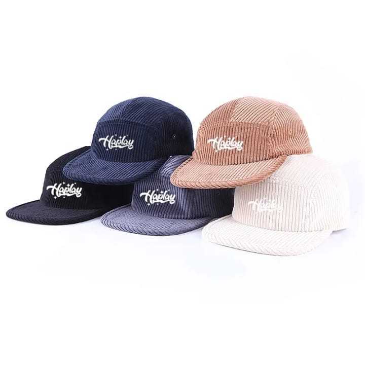 Topi Lima Panel Pria Cap HAPLAY Original Distro Bahan Corduroy Topi 5 Panel