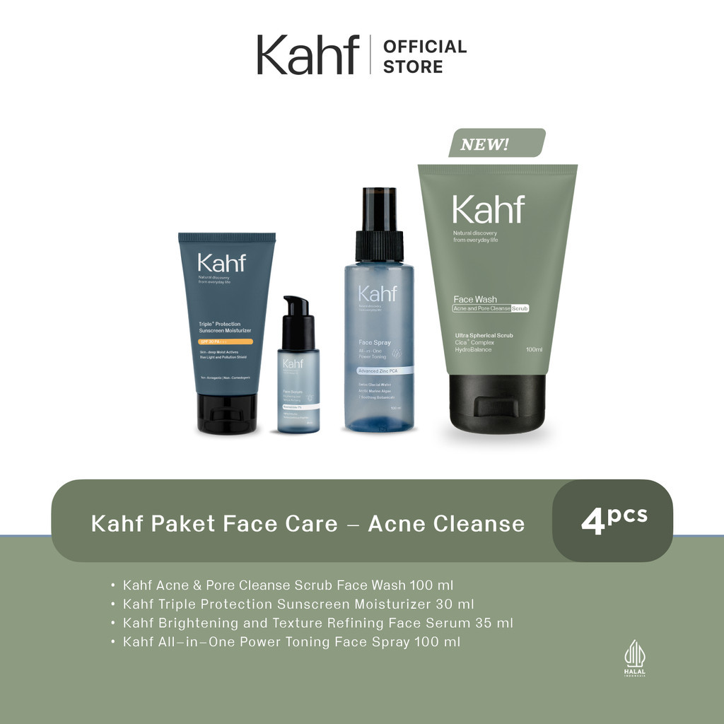 [EXCLUSIVE KAHF AFFILIATOR] Kahf Paket Face Care Isi 4pcs - Face Wash, Sunscreen, Serum, & Toner
