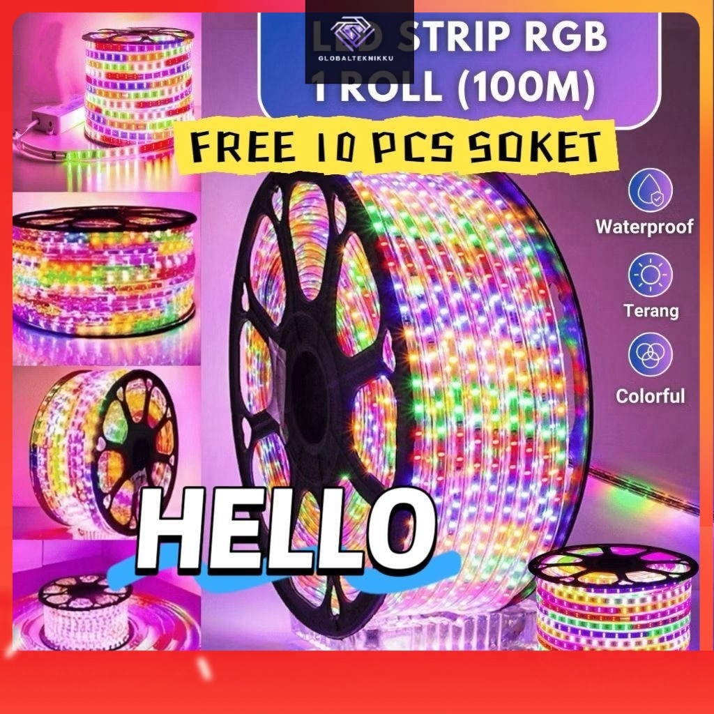 Lampu strip warna warni 1Roll 100 Meter/Led strip Rgb Free 10PCS Soket/Led Strip Agustus