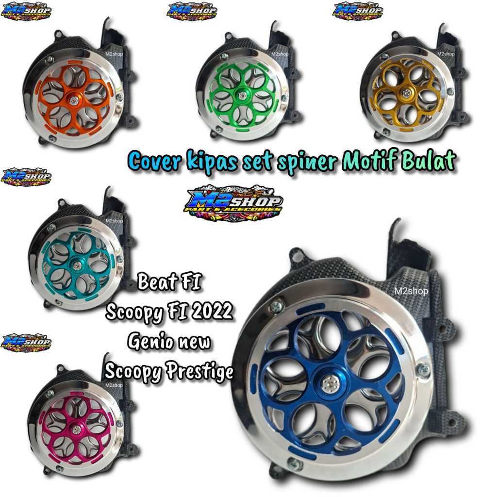 Tutup cover kipas mesin carbon wtp set spiner bigproject bulat croem honda beat scoopy genio 2022