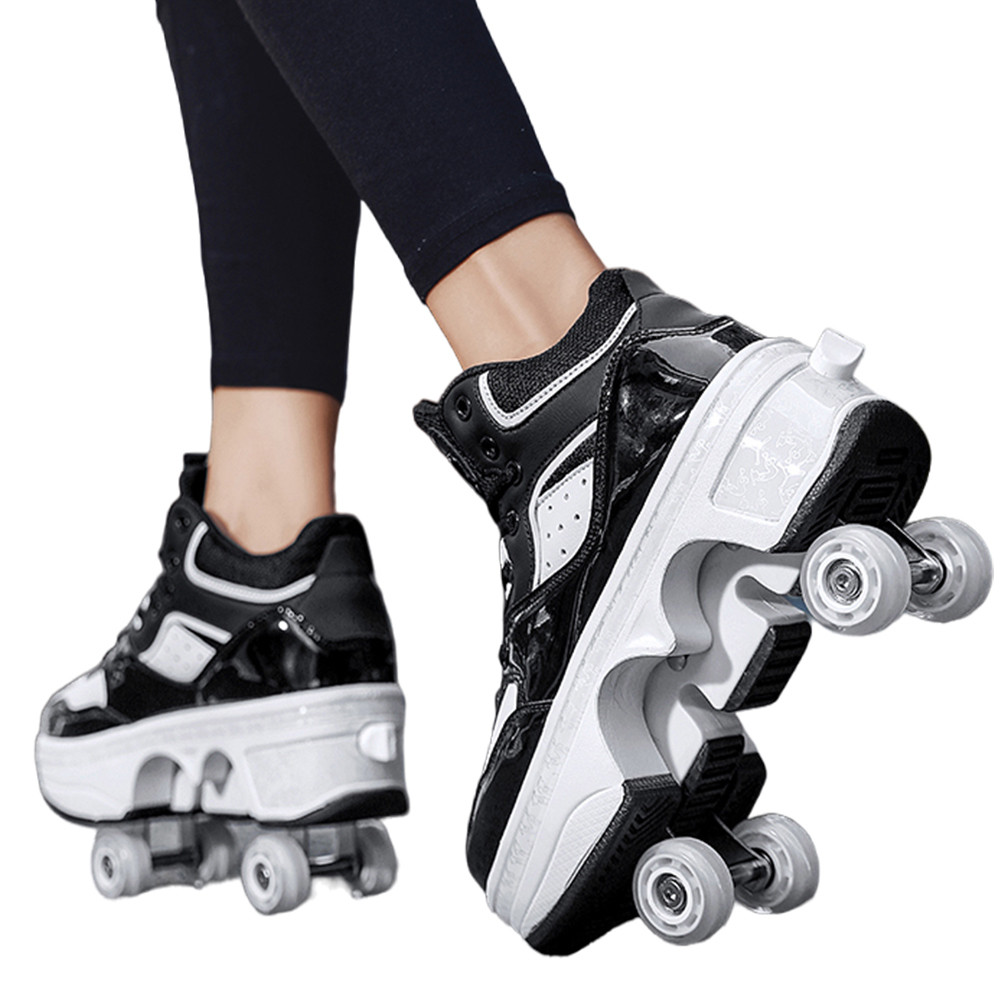 Roller Skate Shoes 2 in 1 Skating Shoes Anti-collision Automatic Walking Shoes Breathable Kick Rolle
