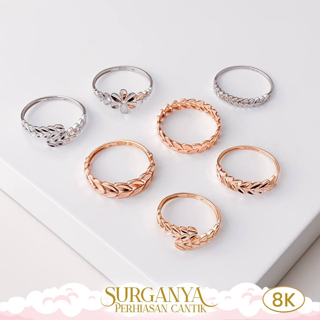 Macan Gold Cincin Daun Emas Kadar 8K Cincin Daun Variasi Warna