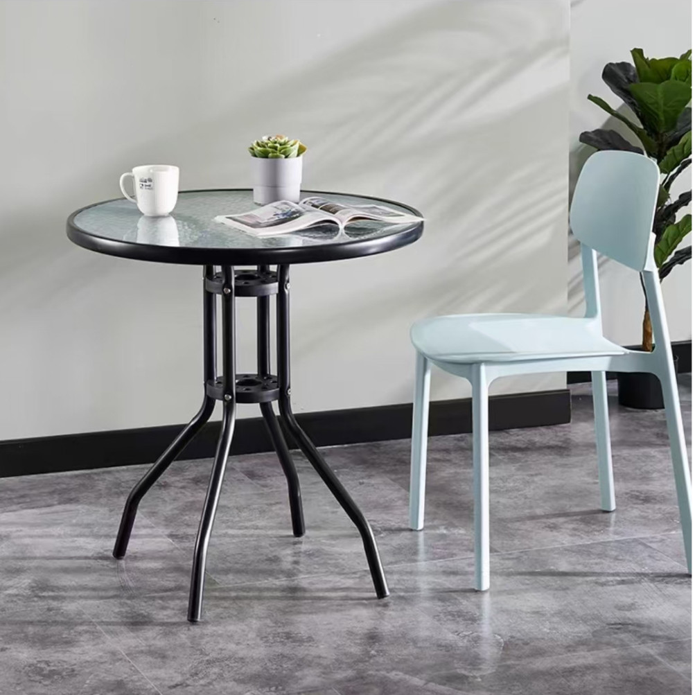 Furnibest  Meja Teras Meja Taman Meja Outdoor Meja Makan Meja Bundar Kaca Meja Cafe