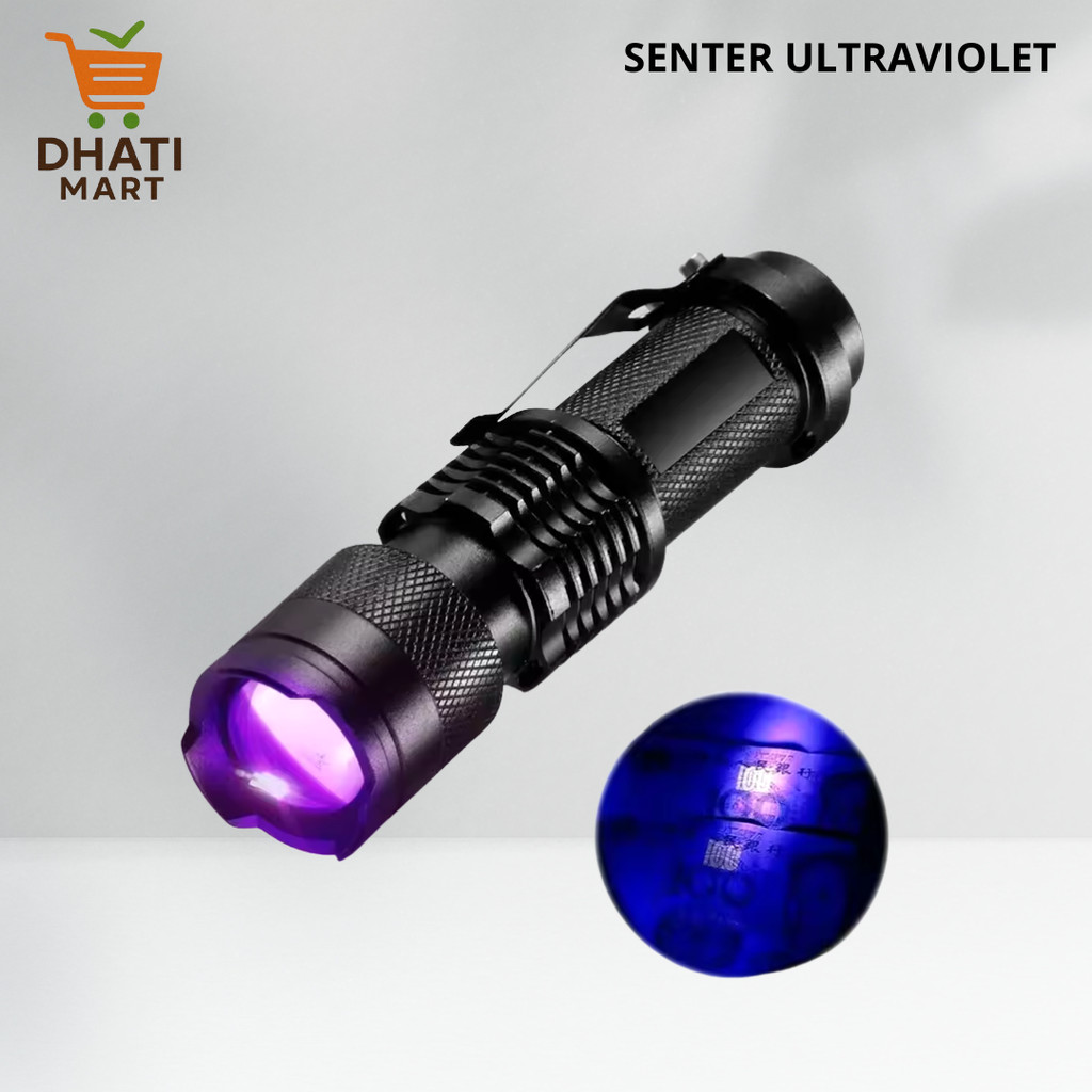 Senter UV LED Flashlight Senter LED Ultraviolet 909 Terbaik Premium