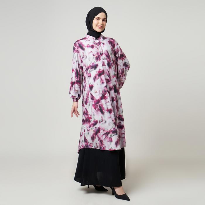 Dhoby Ghout Tunik Panjang Premium Wanita Putih Muslim Modern All Size Kancing Depan - Dianu
