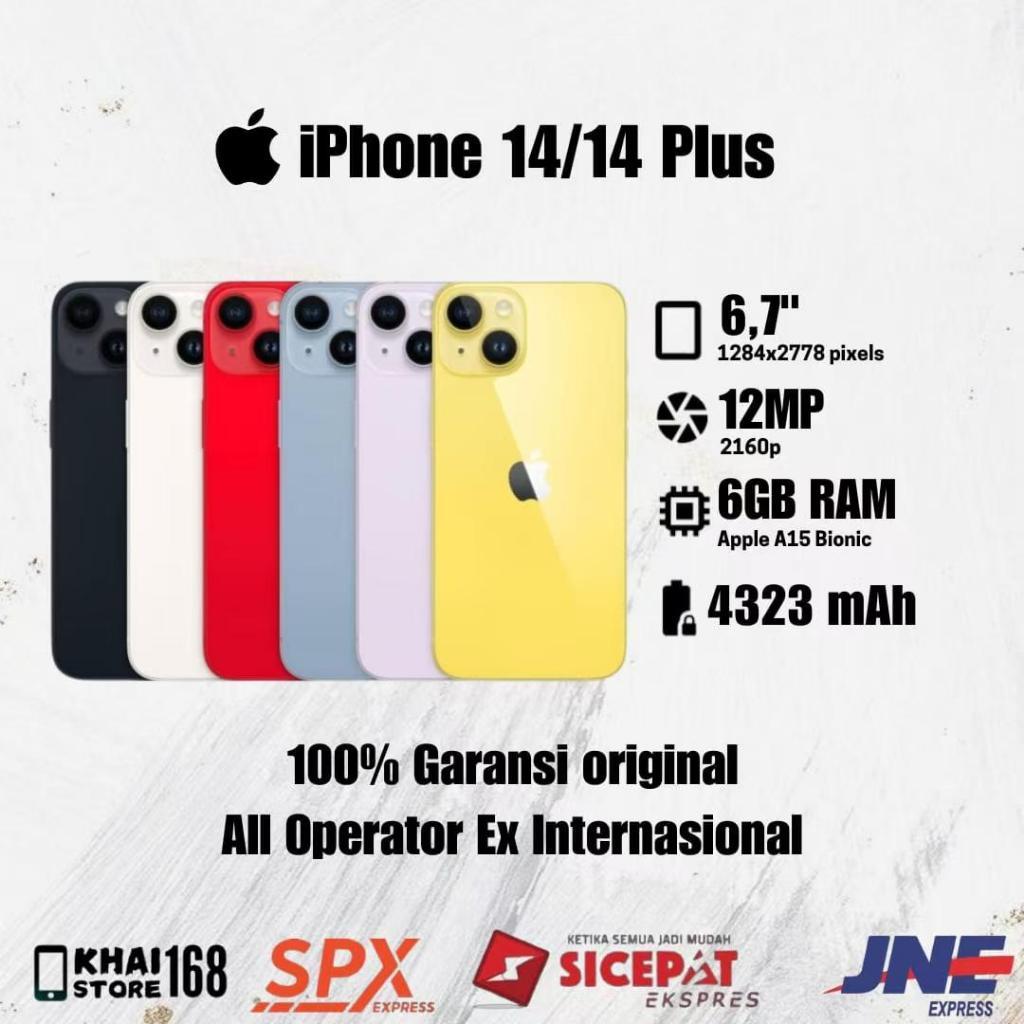 IPHONE 14PLUS IPHONE 14 SECOND 128GB 256GB 512GB BEKAS ORIGINAL 100% MULUS 14 A 15 Bionic NORMAL FUL