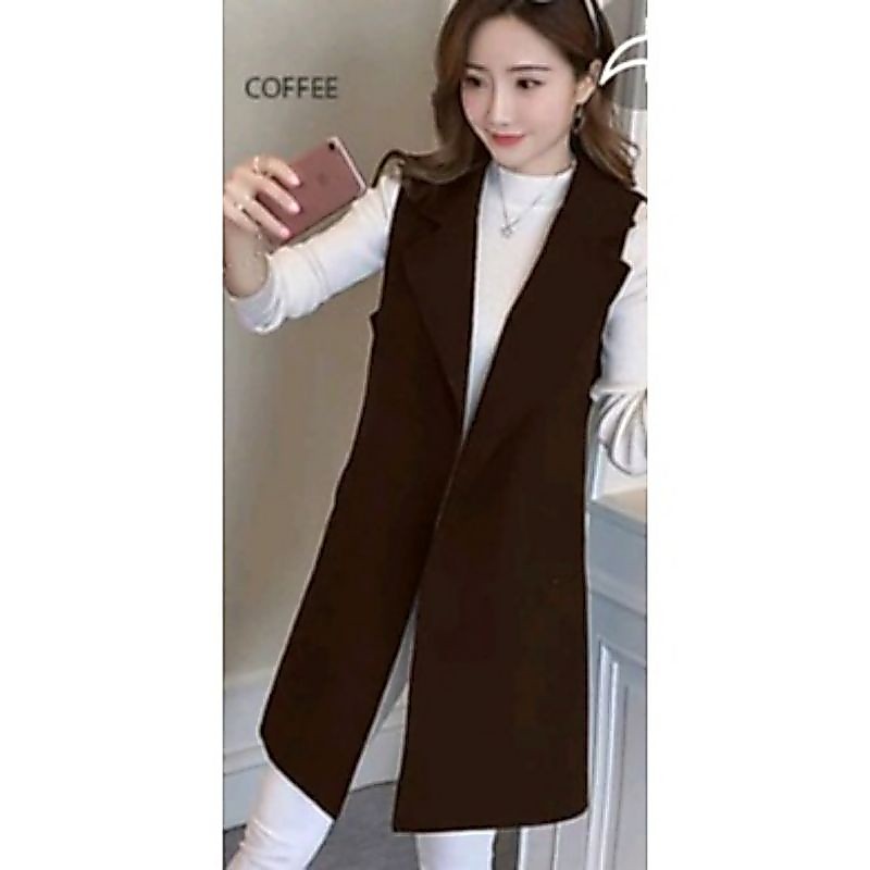 LONG VEST BLAZER WANITA,OUTER PANJANG WANITA, ROMPI KERJA WANITA, BLAZER WANITA, VEST BLAZER WANITA