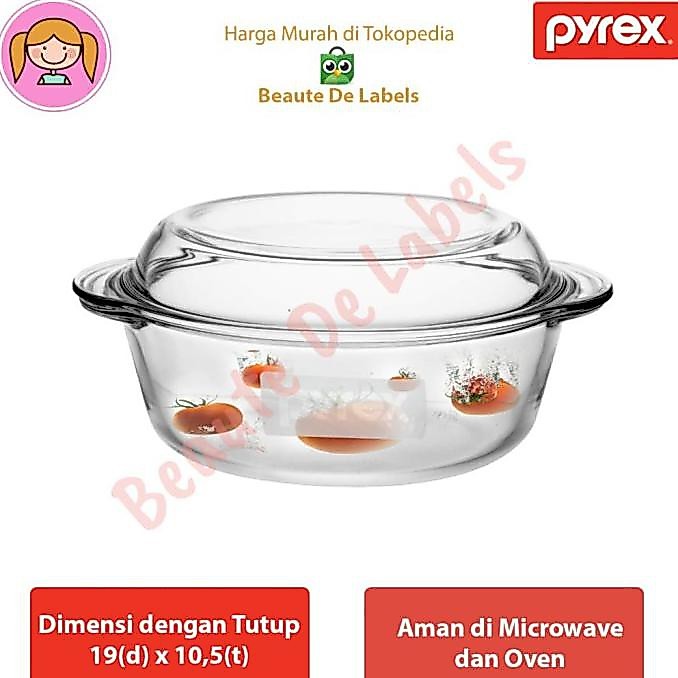 Pyrex Casserole Oval Dish with Lid 1.4L - Panci Kaca Oven Wadah Bening