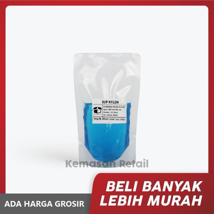 Standing Pouch Bening Nylon 12x20cm (250ml) - Plastik Klip Makanan - Kemasan Standing Pouch Makanan 