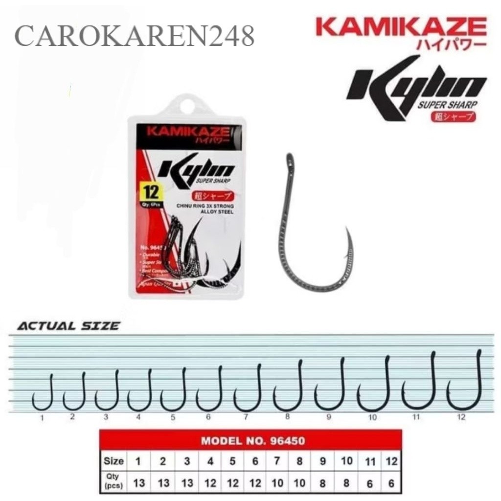 Mata Kail Kamikaze Kaizen Kylin 96450 Black Nickel Alloy Steel Chinu Ring 3X Strong Super Sharp Hook