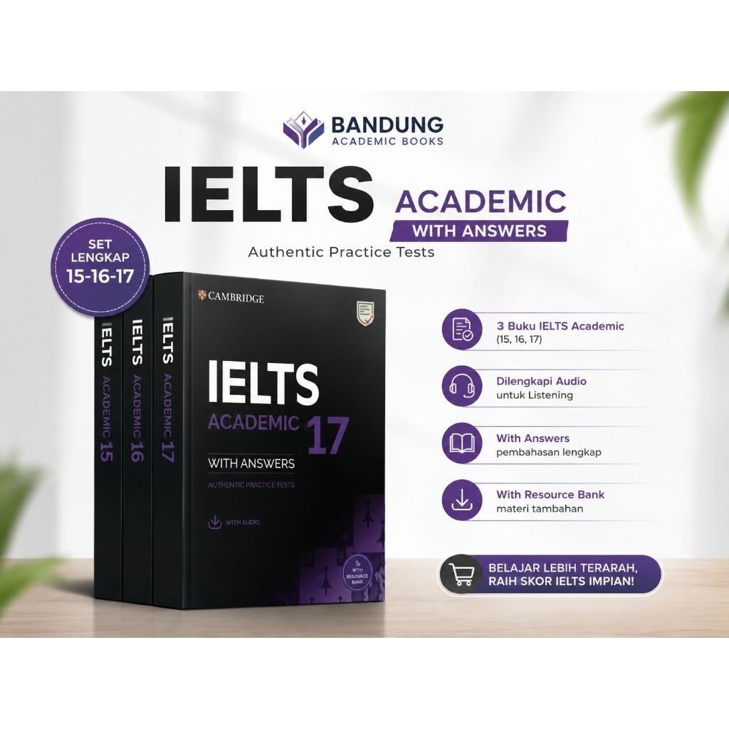Paket Full Set IELTS Cambridge 15 16 17 Academic Original - Latihan Soal + Audio