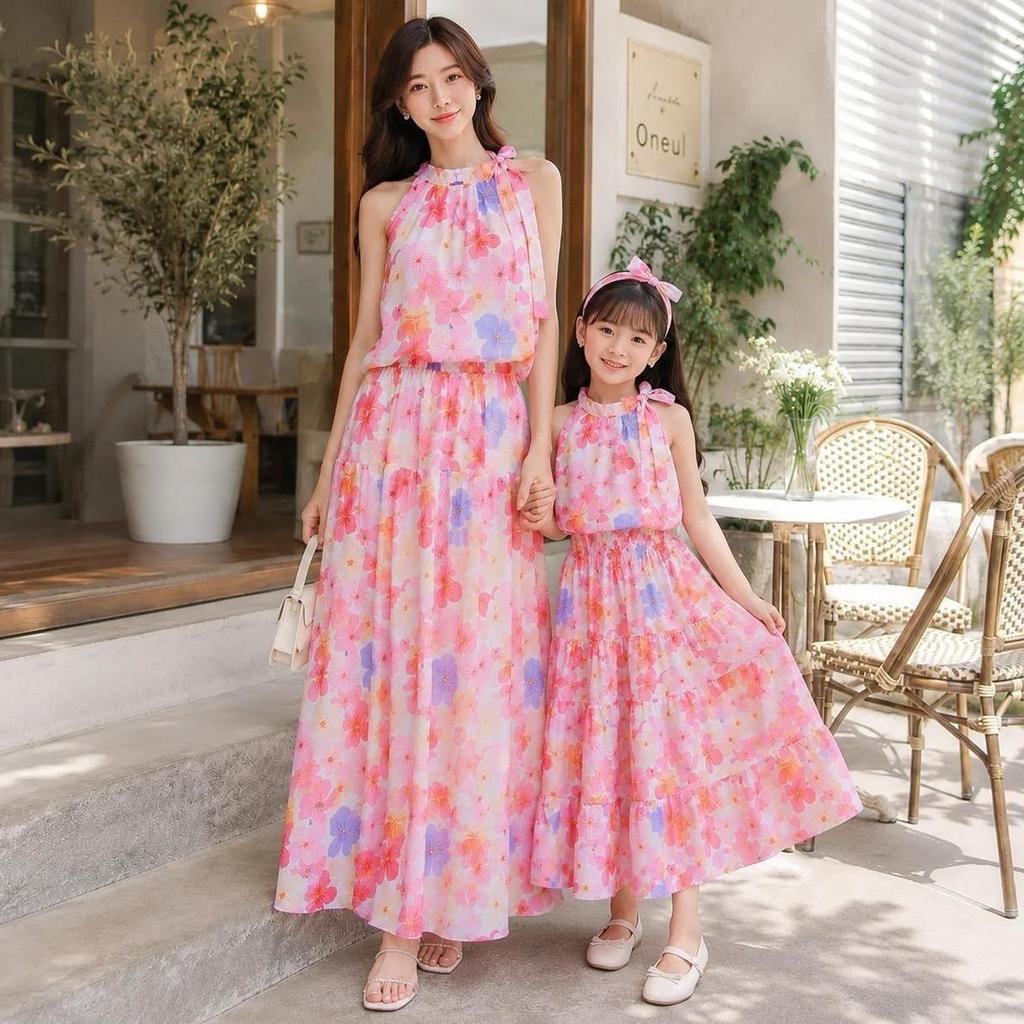 Najwa - Nadita Couple Setelan Rok Motif Ibu dan Anak Perempuan Flowy / Fashion Oneset Rok Panjang Mu