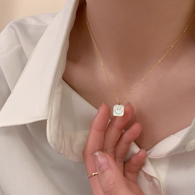 Kalung Titanium Smile Simple Korea Elegan Fashion Style Premium K913