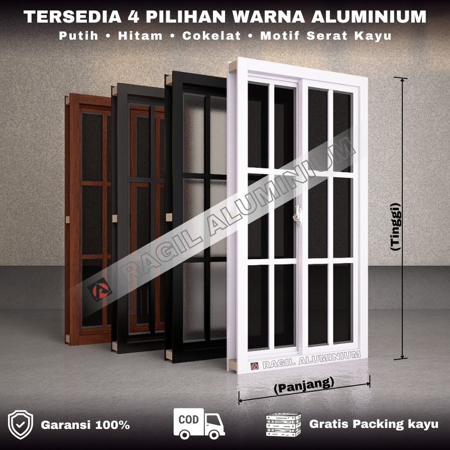 Jendela Aluminium Sliding Ornamen Tinggi 100 cm x Panjang 60 cm (100x60)