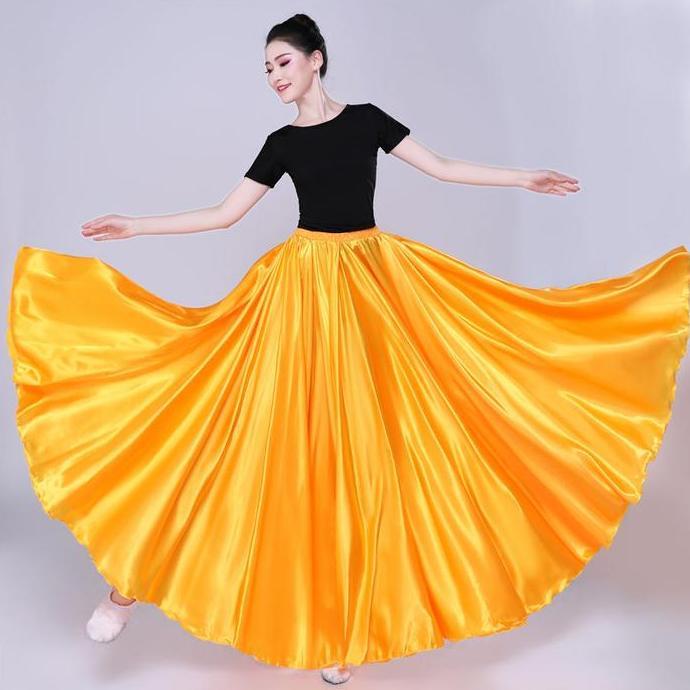 Rok Satin klok payung Rok Panjang Gypsy Wanita Tari Perut  Balet | Pakaian Latihan Menari