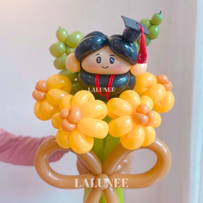 Balon Graduation Bouquet / Bunga Balon Wisuda / Hadiah Kelulusan / Balloon Twist - Boy