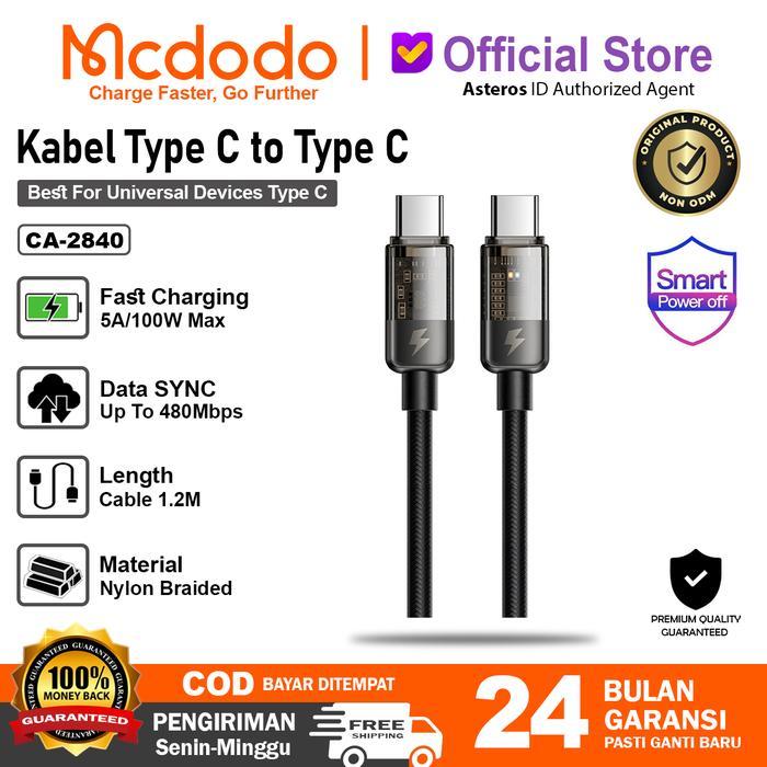 MCDODO Kabel Type C to Type C Auto Disconnect Fast Charging 100w CA-2840 - CA-2840 1.2M
