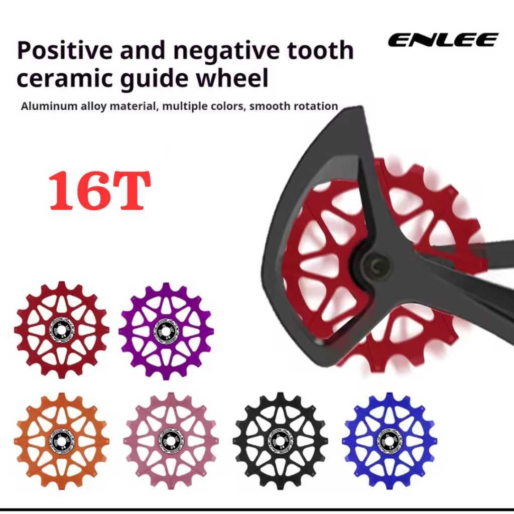 Foto Enlee Ceramic Pulley RD 16T Jockey Wheel Bearing Keramik Idler Pulley Ceramic Alloy Narrow Wide Loncer untuk Sepeda