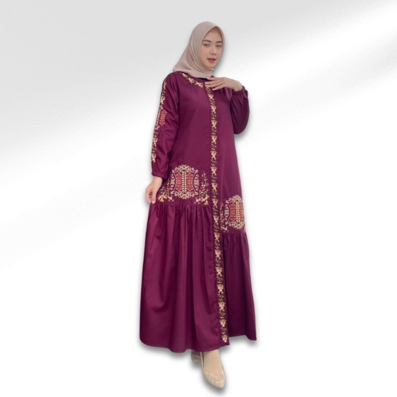 Gamis Toyobo Bordir Jumbo Motif Pintu Aceh Baju Muslim Dewasa Wanita | A10