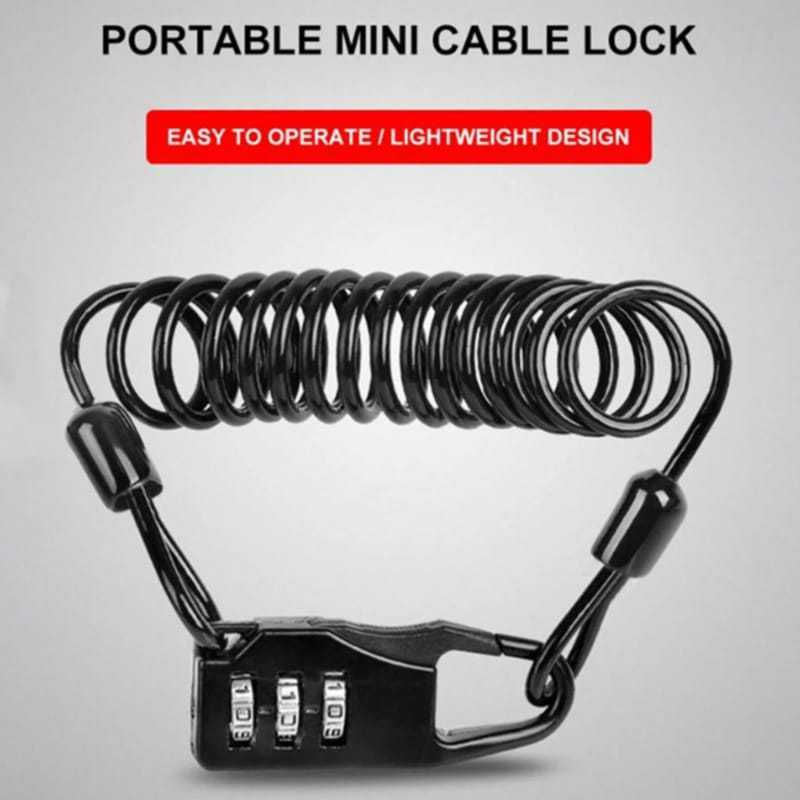 Foto Gembok Kabel Kombinasi 3 Digit Elastis Anti Maling Bike Helm Lock Sepeda Kendaraan Bermotor Pagar Rumah Elastic Combination Key