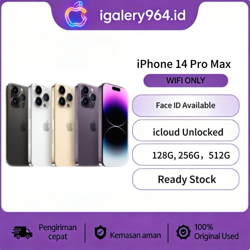 HP IPHONE 14 PRO MAX WIFI ONLY 128GB/256GB/512GB Bekas Second Original Mulus Fullset Semua Fungsi No
