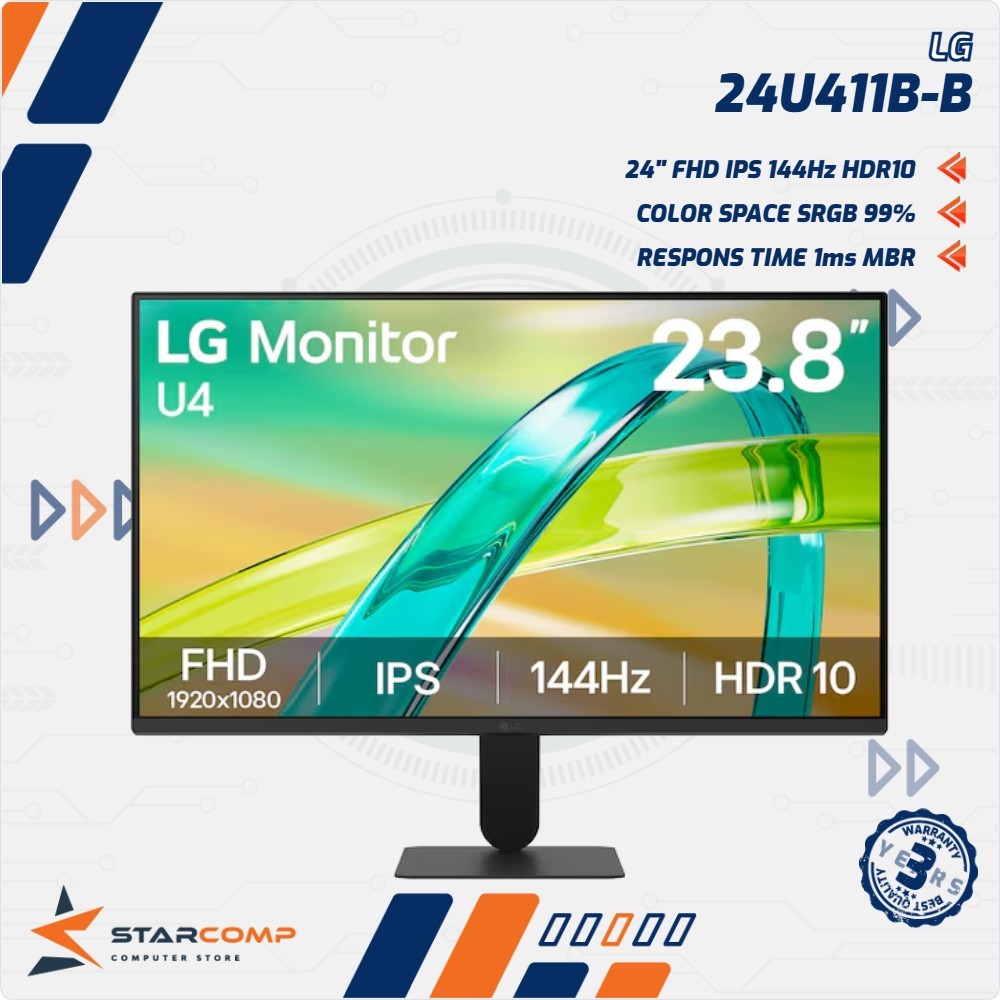 LG 24U411B-B 24 Inch IPS FHD 144Hz Monitor Office