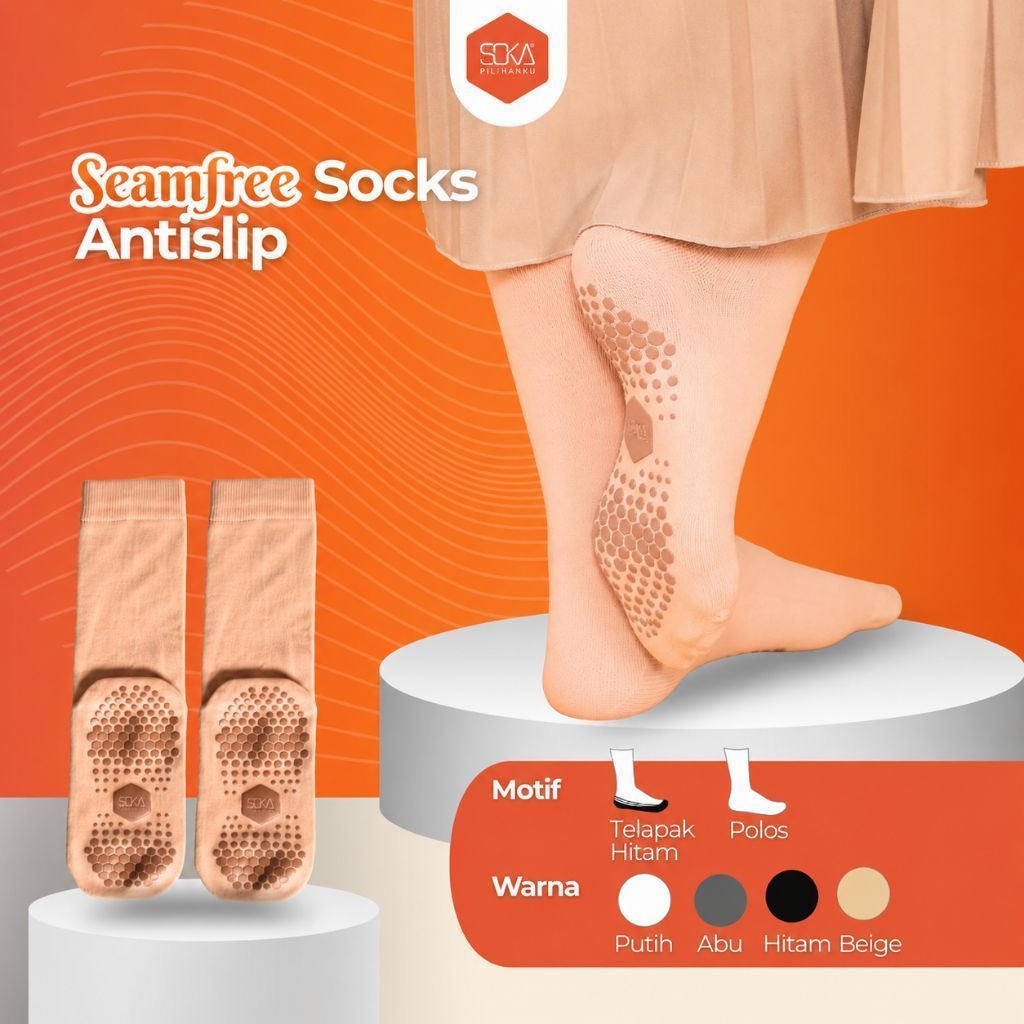 M/L - SOKA Original Seamfree Anti Slip Kaos Kaki Tanpa Jempol Lembut