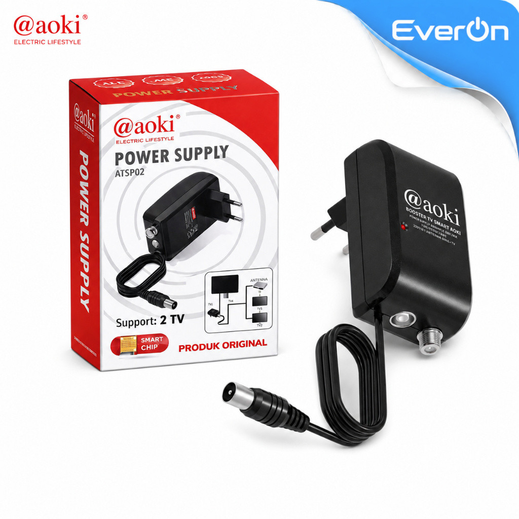 Boster Antena Kotak TV Digital Set Top Box Indoor Outdoor Aoki Power Supply Spliter Penguat Sinyal
