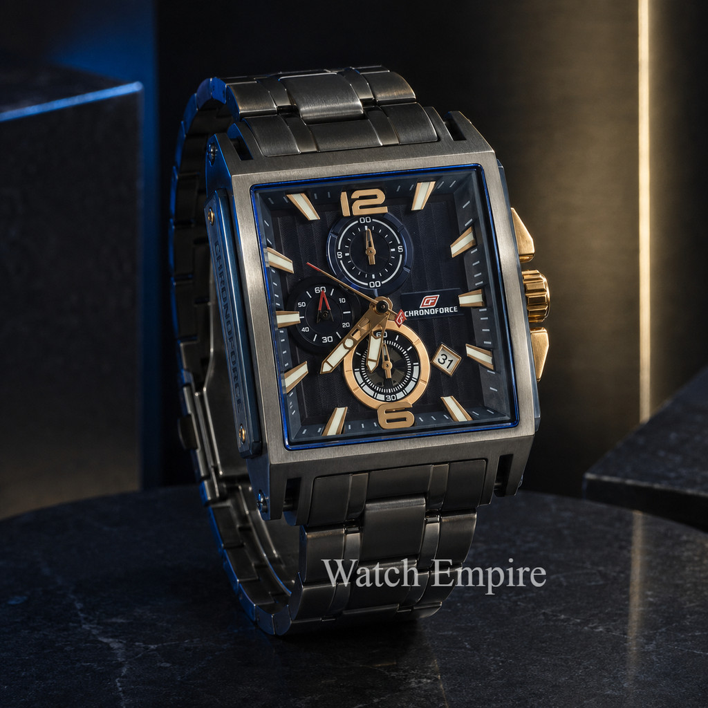 Chronoforce 5312 G-2 Jam Tangan Pria Stainless Steel Black Blue