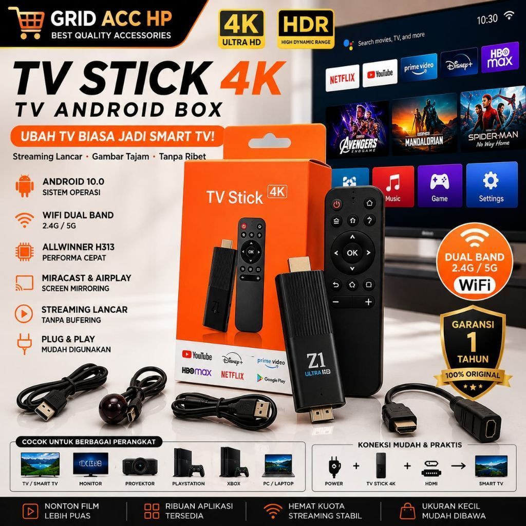 TV ANDROID BOX / TV STIK 4K / KUALITAS GAMBAR JERNIH/SMART ANDROID TV STIK