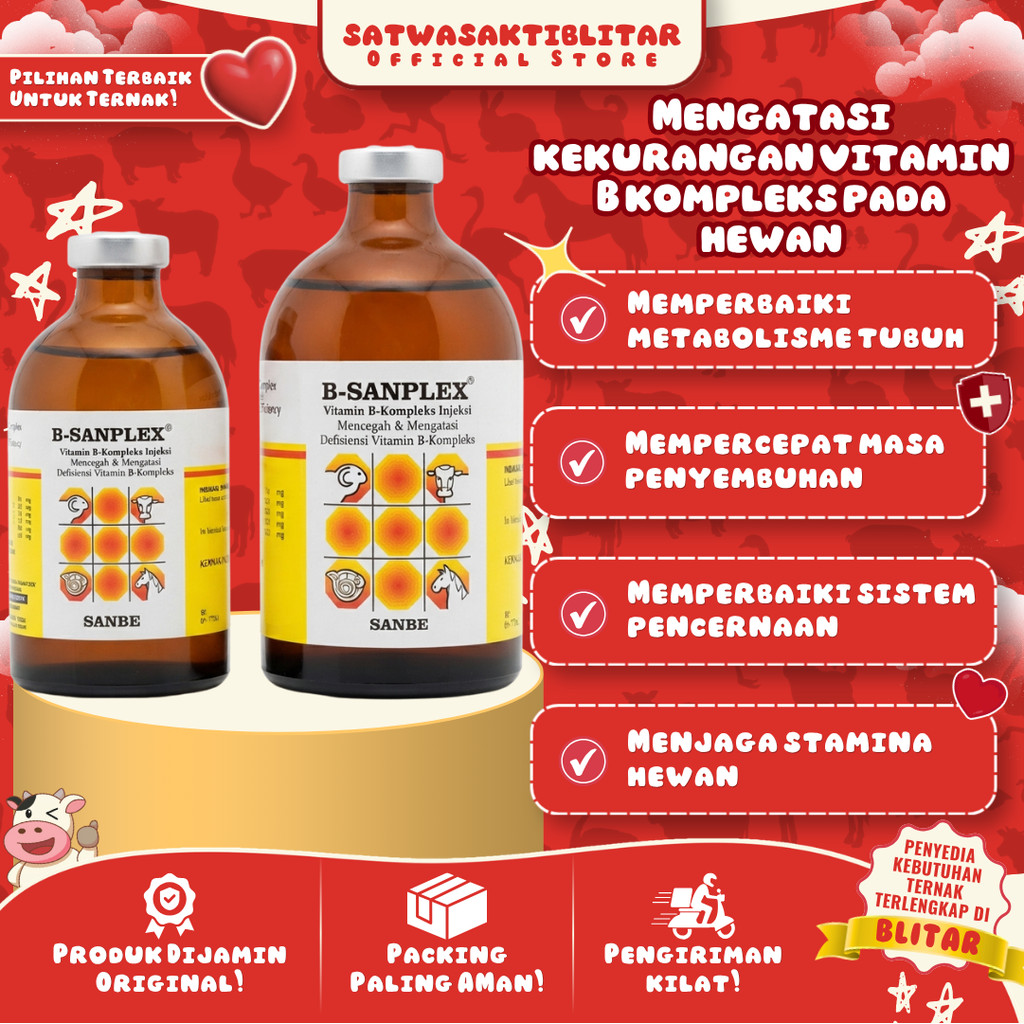 B SANPLEX 100ml & B SANPLEX 50ml - Vitamin B kompleks Hewan