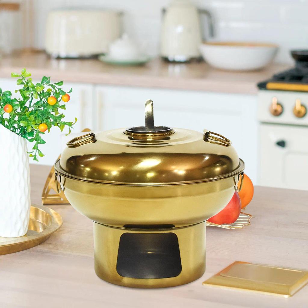 Stainless Steel Charcoal Hot Pot Trational Small Hot Pot Portable Cooking Pot Dry Ice Hot Pot Campin