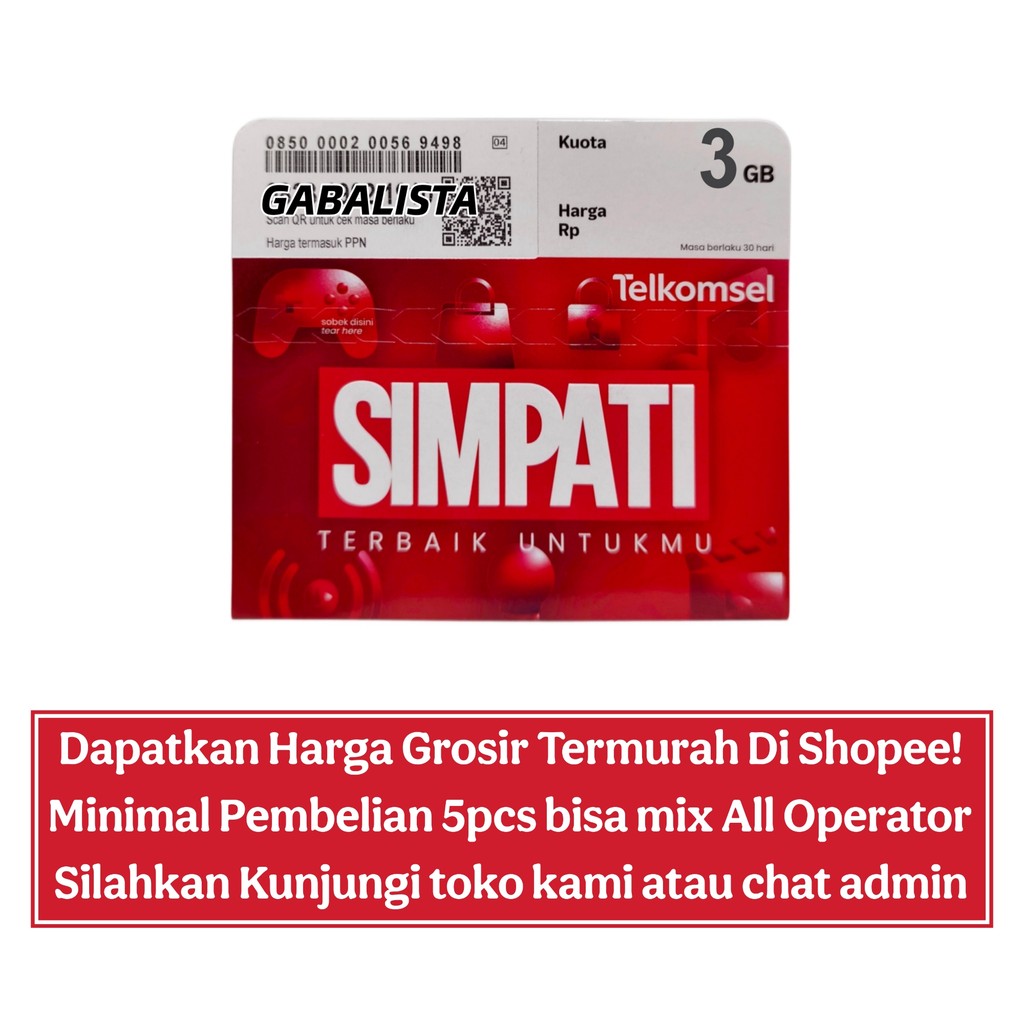 #R33 Perdana Simpati 11 Digit Kuota 3GB Nasional (SEGEL) Kartu Telkomsel Prabayar 4G/5G