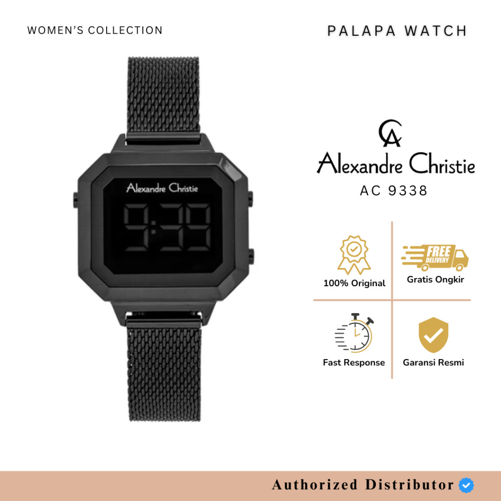 Jam Tangan Wanita Alexandre Christie AC 9396 / AC 9395 / AC 9338 Digital Rantai Original