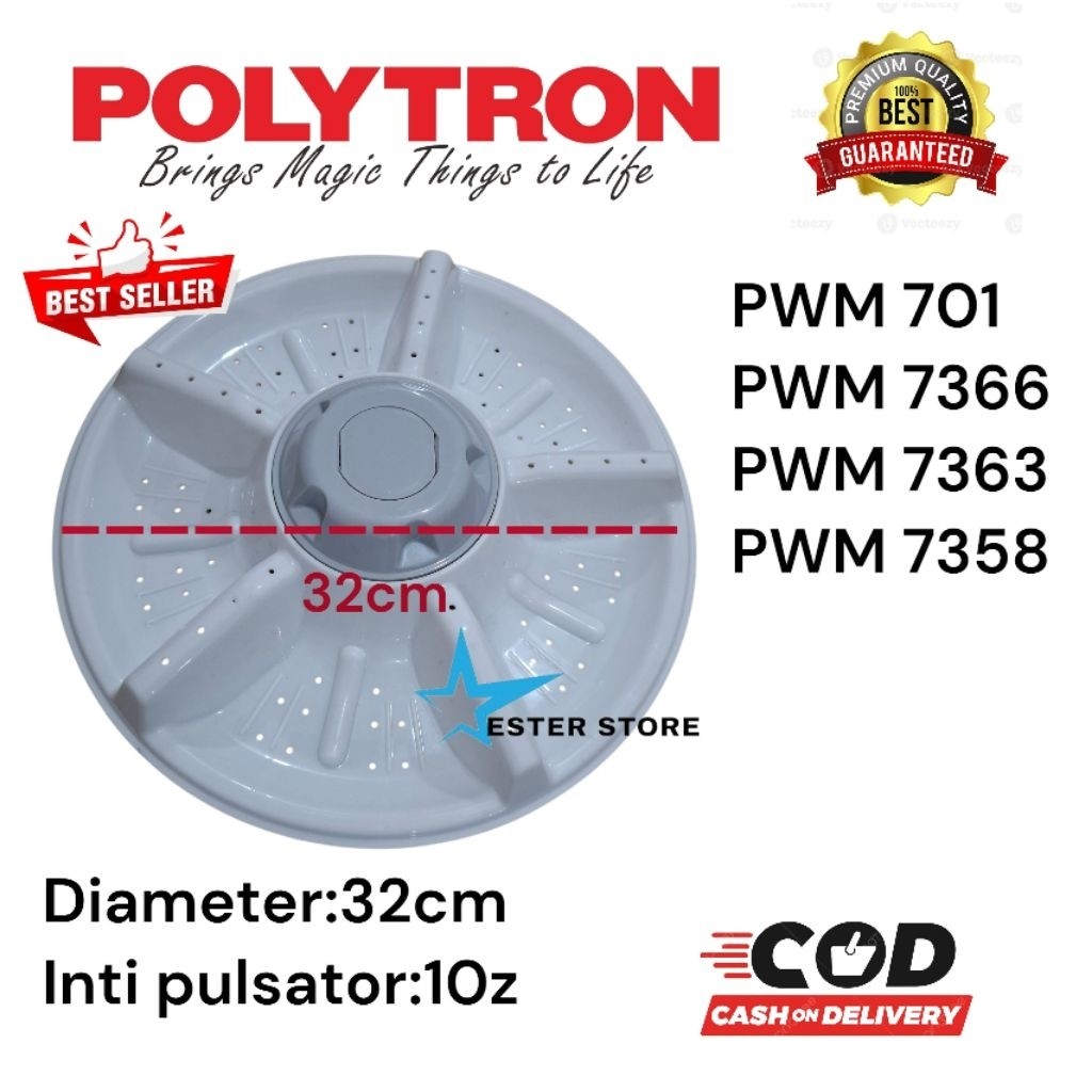 Pulsator Polytrkn 7kg pwm 701 pwm 7363 pwm 7366 pwm 7358 pulsator 32cm  mesin cuci polytron 2 tabung