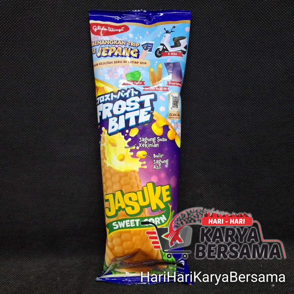 MAKANAN RINGAN ES KRIM ICE CREAM GLICO WINGS FROST BITE STICK JASUKE SWEET CORN 90ML