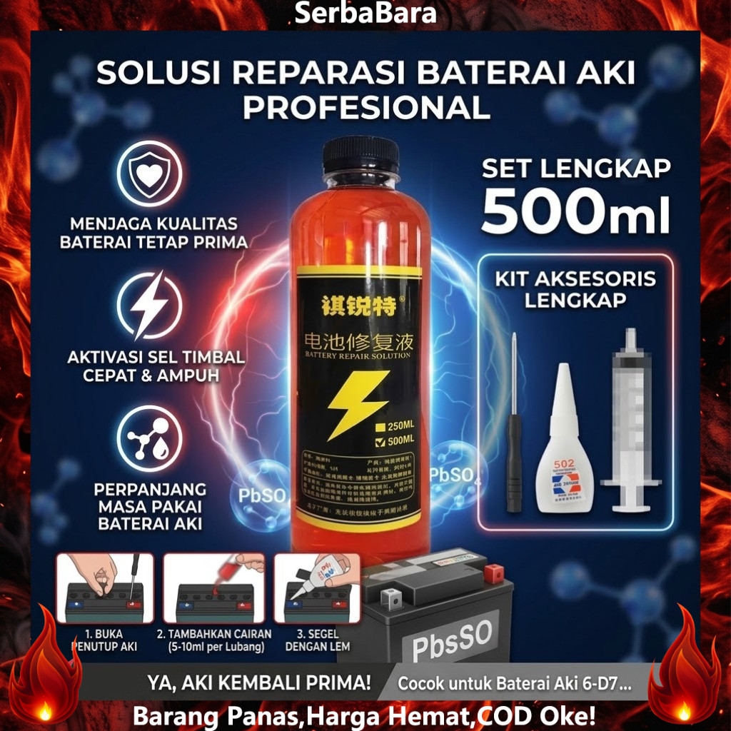500ml Baterai Aki motor Air Cairan Aki kering cairan aki perbaikan aki jual cairan elektrolit aki ke