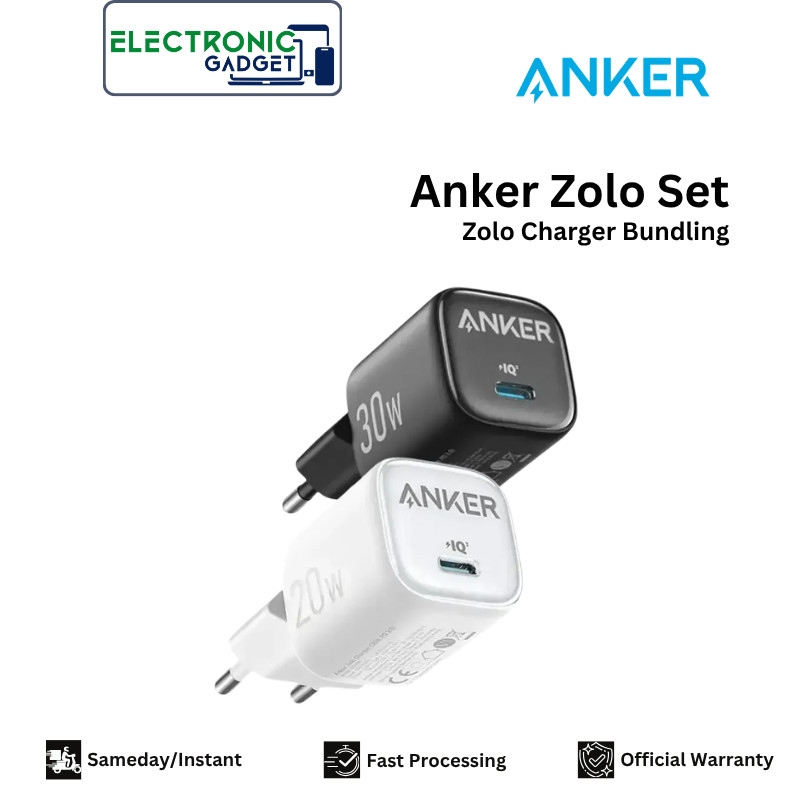Anker Zolo GaN 20W 30W Adaptor Kepala Charger for iPhone 15 Samsung Type C PD PPS Fast Charging A269