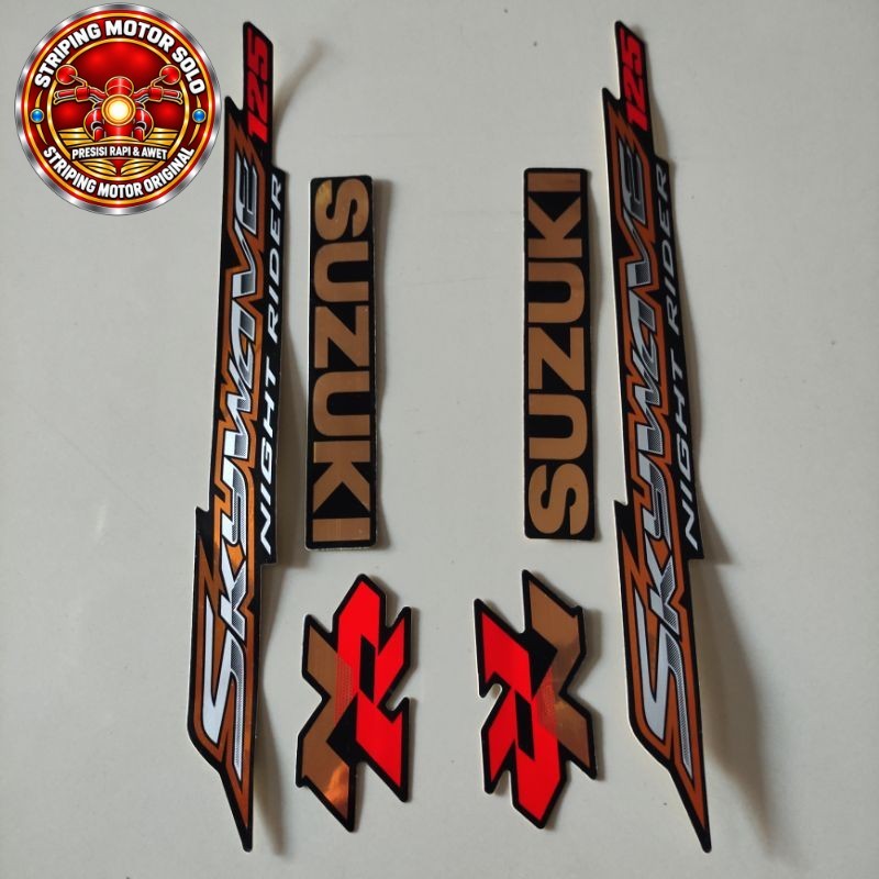Striping Suzuki skywave 2008 Nr 125 hitam gold stiker motor    kualitas original