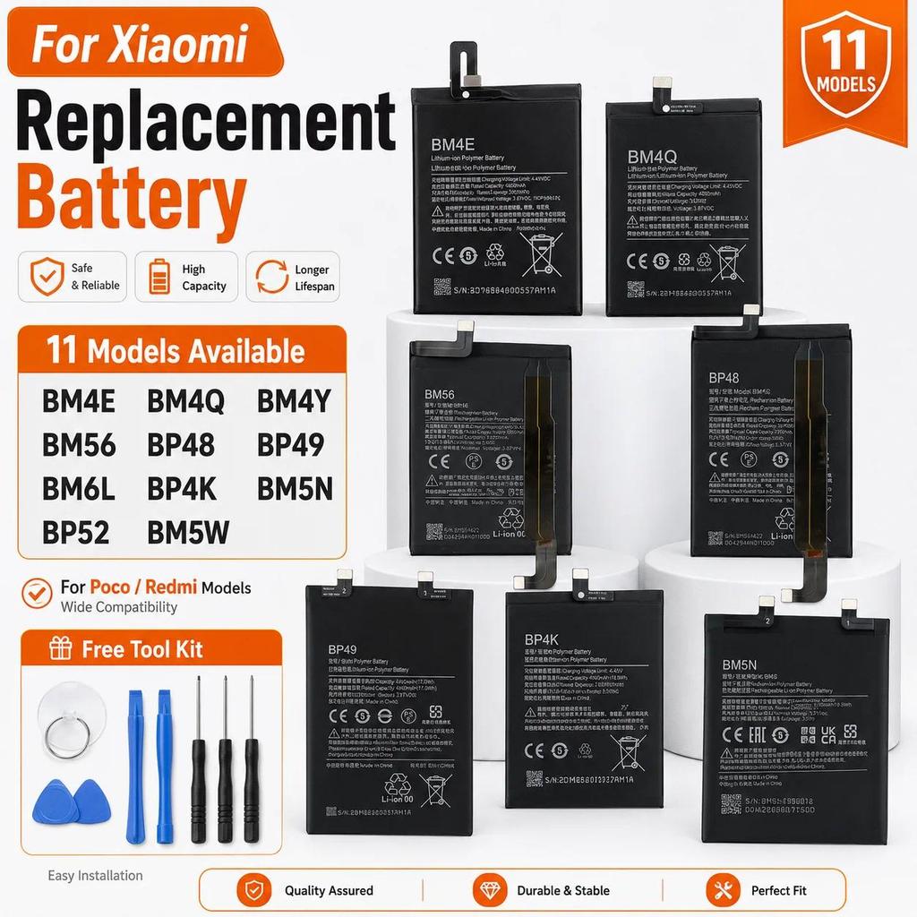Replacement Battery BM4E BM4Q BM4Y BM56 BP48 BP49 BP4K BM5N BP52 BM5W BM6L For Xiaomi Poco F1 F2 F3 