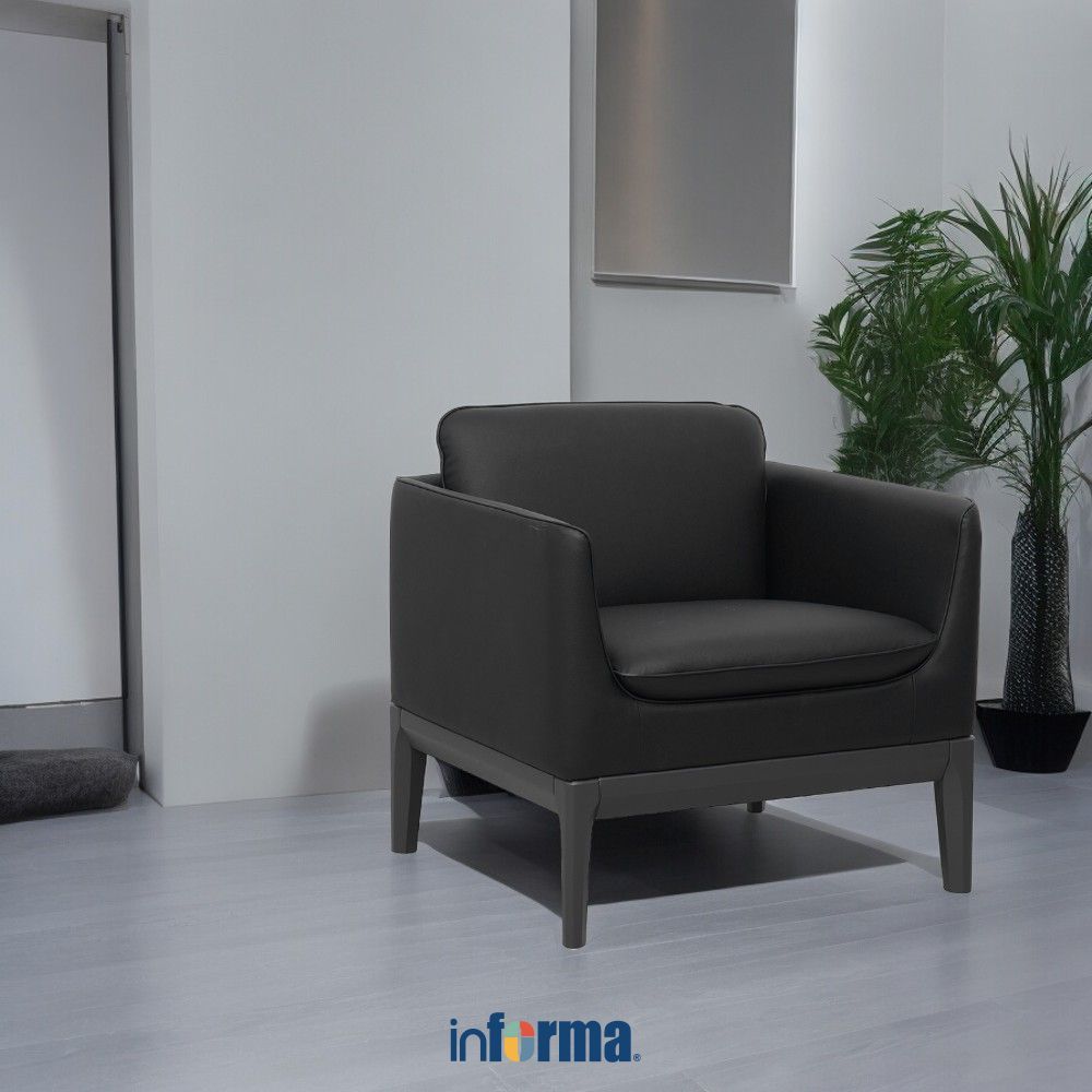 Informa Sieben Keegan Sofa Kulit 1 Seater - Hitam Sofa Ruang Tamu Sofa Minimalis Kursi Sofa Kursi Ru
