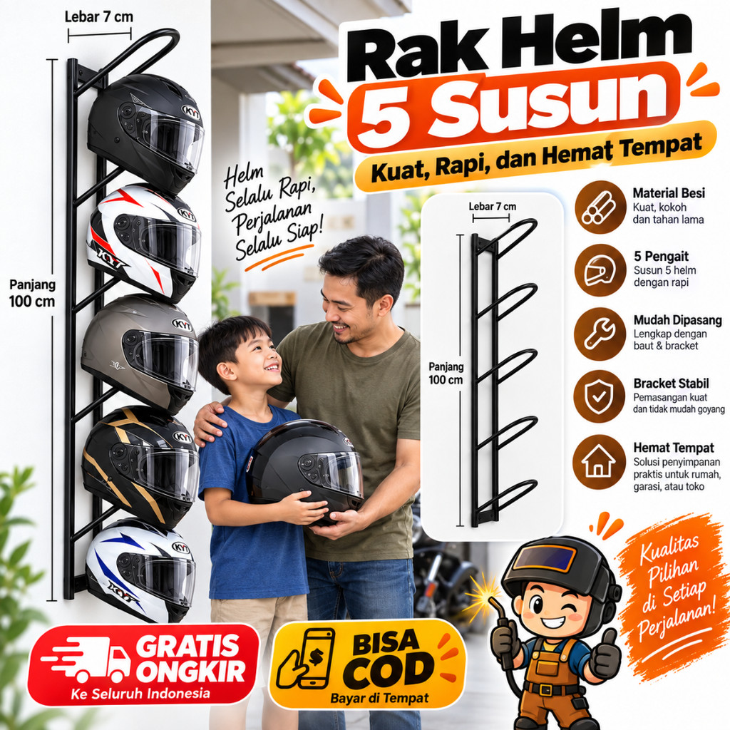 GANTUNGAN HELM DINDING RAK PENYIMPANAN HELM Rak Helm Dinding Gantung