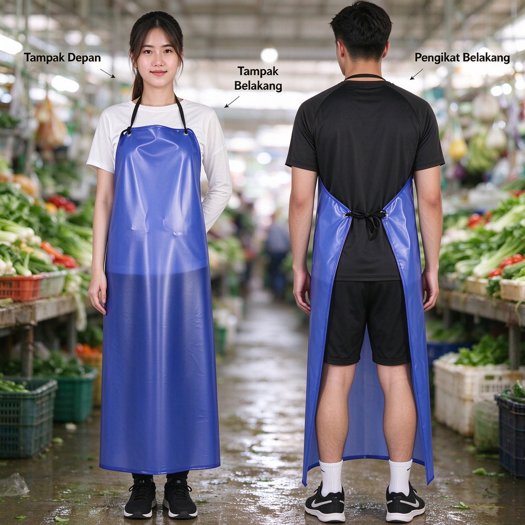 1 Set Celemek PVC dan Manset Lengan PVC Anti Air Anti Minyak Tahan Noda Anti Percikan, Celemek Pelin